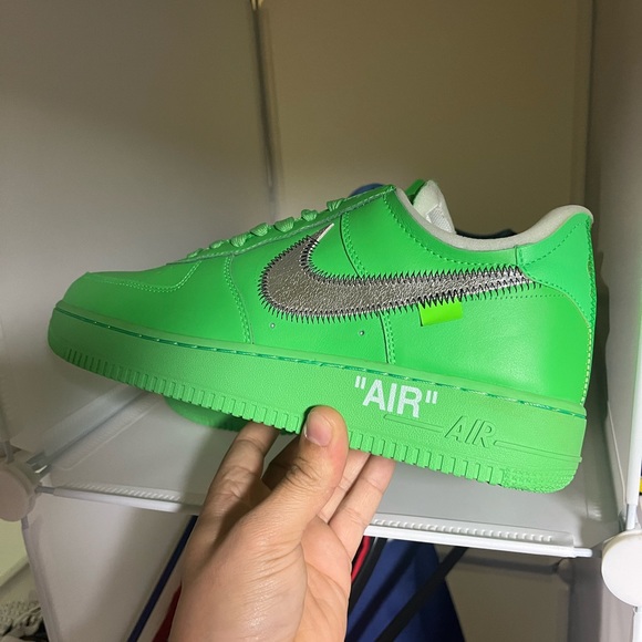 lime green nikes off white